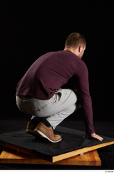 Whole Body Man White Shoes Sweatshirt Trousers Slim Kneeling Studio photo references